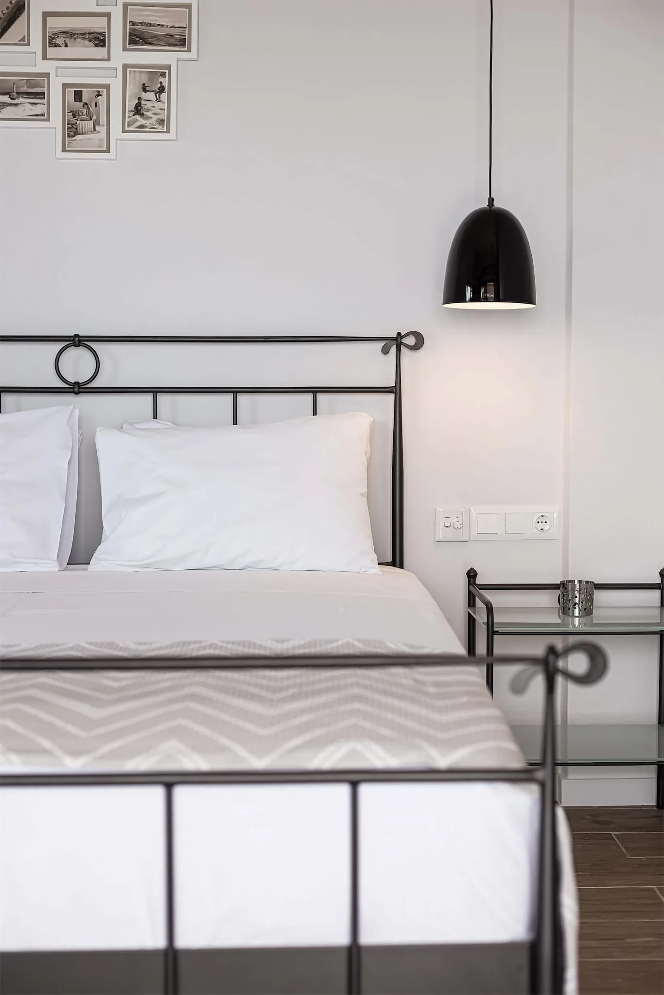 Wrought-iron bed in the upstairs bedroom