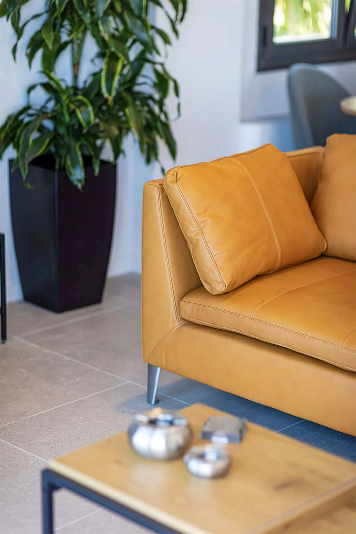 Leather armchair in the living room